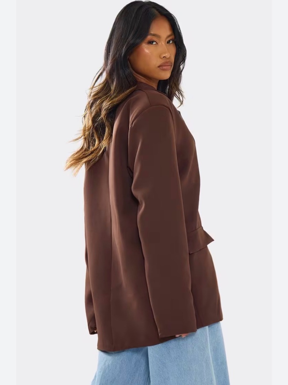 Streetwear Society chocolate Brown double-Button Blazer